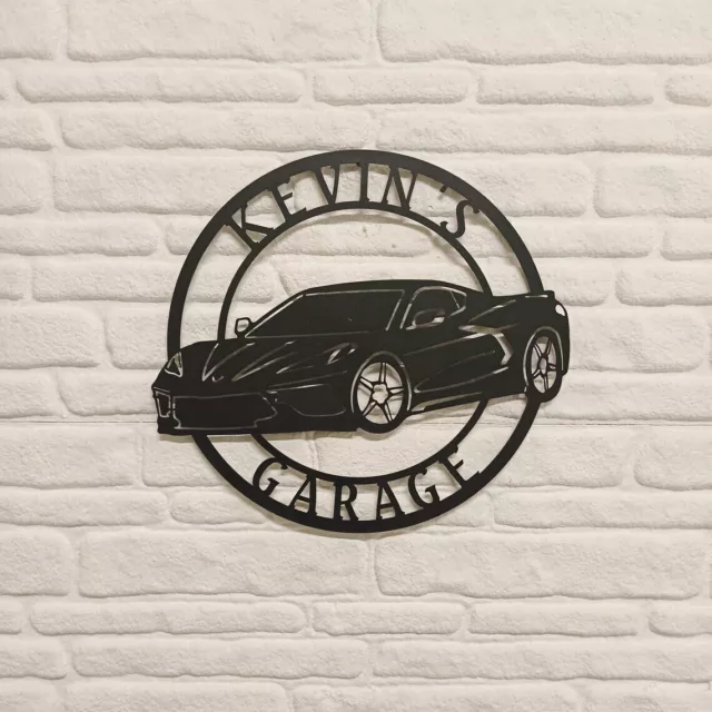 Personalized Corvette C8 Metal Signs, Custom Chevrolet Wall Decor, Garage Gifts