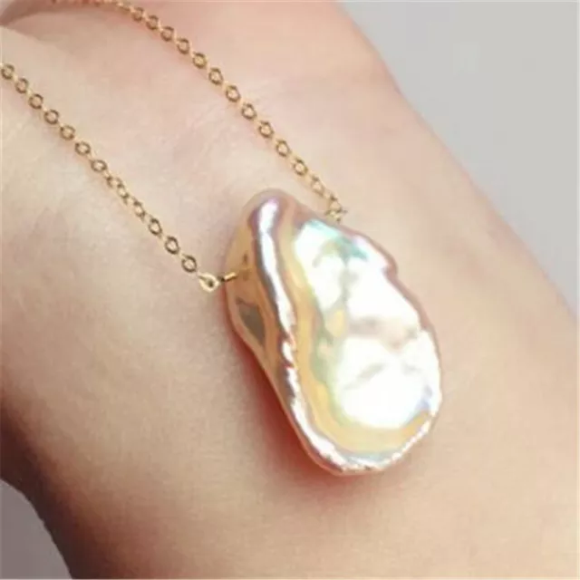 15-18MM Multi-Color Freshwater Petal Baroque Pearl Pendant Necklace flawless