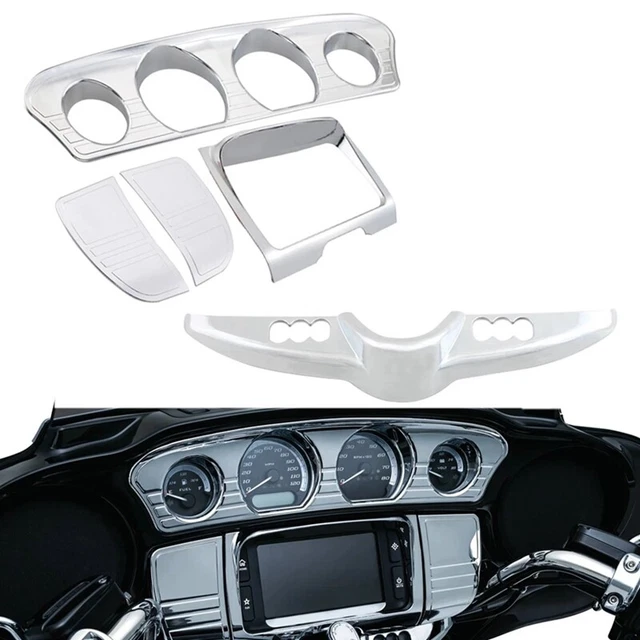 5Pz Moto Chrome Interno Carenatura Tri-Line Indicatore Stereo Lunetta Trim  K1Q2
