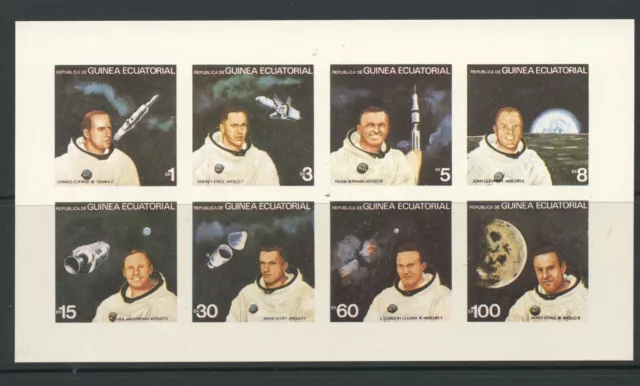 Guinea Equatorial 1978 USA Astronauts sheet Space 8 values imperf MNH