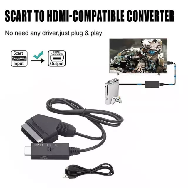 Câble convertisseur HDMI vers péritel Portable adaptateur Audio vidéo plomb 1M = 2