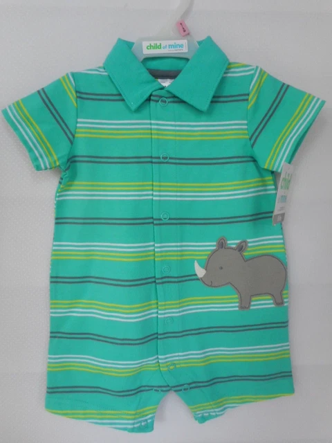Child of Mine by Carter's Infant Boys Collared Romper Rhino Outfit Various Sizes