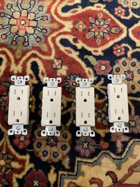 Leviton SET OF 4, TAMPER RESISTANT Decora Receptacle Outlet 5-15R 15A T5325-T