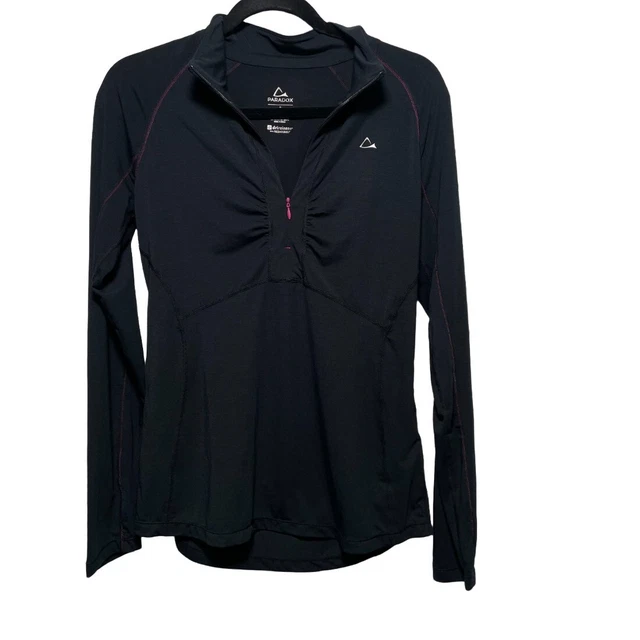 Paradox Merino Blend Womens S Black 1/4 Zip Shirt Top Drirelease Base Layer Pink