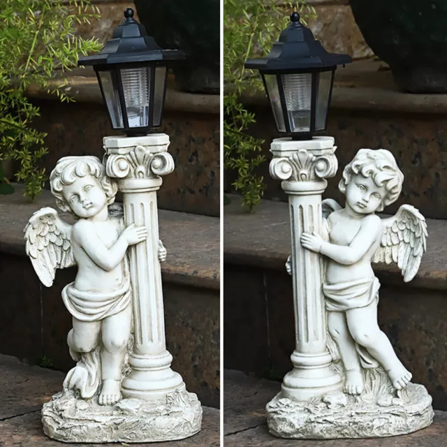 Garden Solar Ornament Fairy Angel Cherub LED Light Statue Figurine Decor Patio