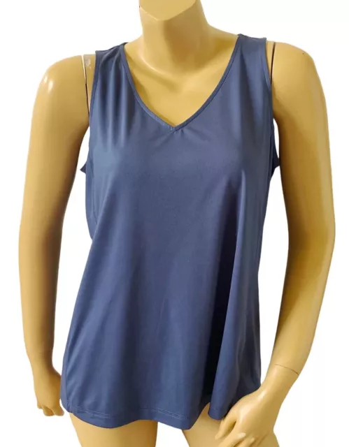 J JILL Fit Womens Petite Size PM MP Blue V Neck Sleeveless Tank Top Shirt