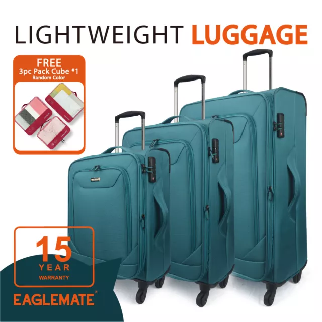 15years Warranty Soft Lightweight Expanding 3pcs Suitcase Luggage Sets TSA LOCK