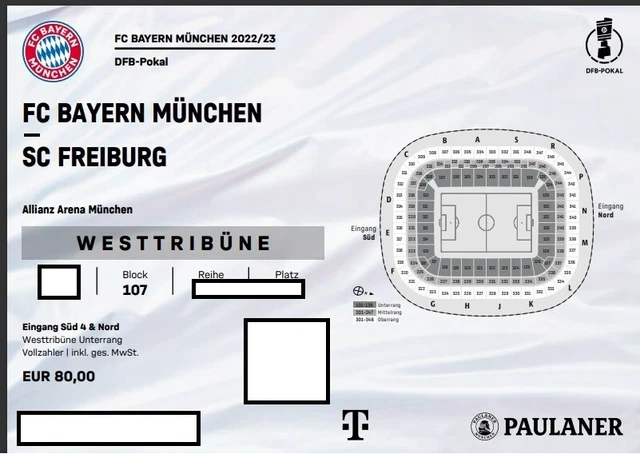 Kategorie 1 Ticket FC Bayern München - SC Freiburg DFB Pokal am 04.04.2023