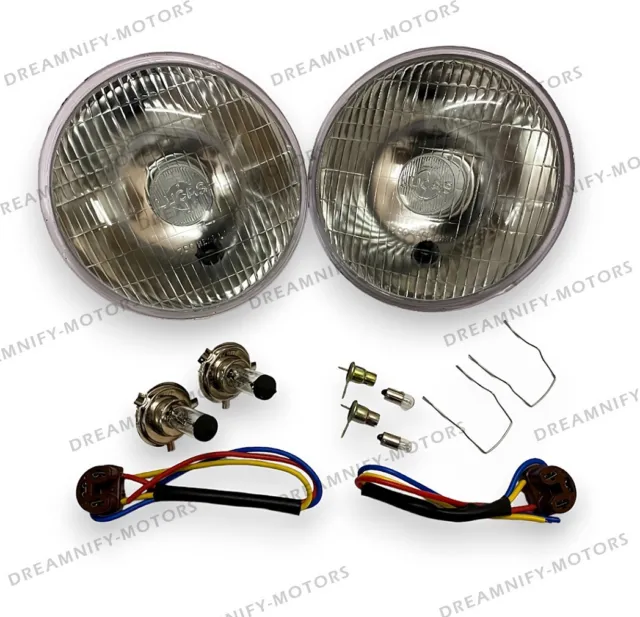 2 Luci Anteriori 7 " Pollici Lucas 700 & Pilota Rhd Faro 12v Lampadina Con Porta