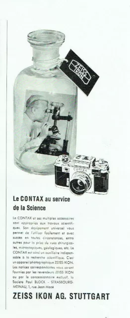 publicité Advertising 0821 1956  appareil photo Zeiss Ikon AG. Stuttgart  Contax