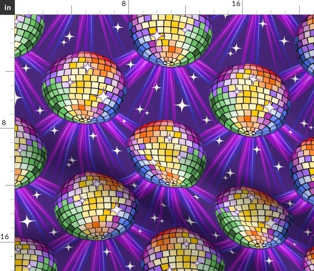 70S Discoball Music Party Colorful Lights Retro Spoonflower Fabric by the Yard