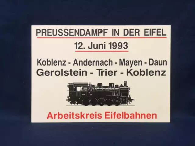 Original Zuglaufschild - Preußendampf in der Eifel - 12. Juni 1993- Innenschild