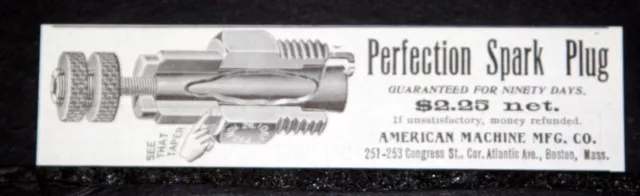 1902 Old Magazine Print Ad, American Machine Mfg. Co, The Perfection Spark Plug!