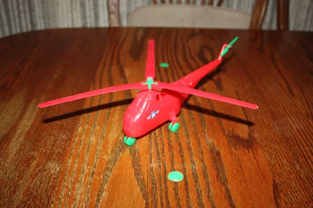 Vintage Processed Plastic Red and Green Sikorsky Helicopter - Marx, MPC, Timmee