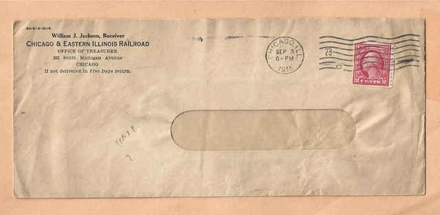 Chicago & Orientale Illinois Ferrovia Sep 3,1915 Ferrovia Cover