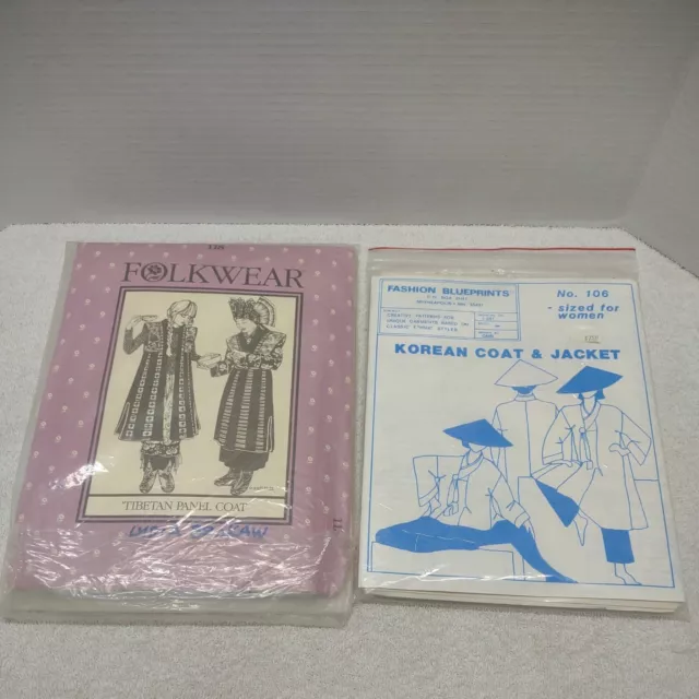 Folkwear Tibetan Panel Coat Pattern & Korean Jacket Pattern 2 Fashion Blueprints