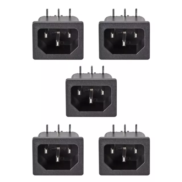 C14 Panel Mount Plug Adapter AC 250V 10A 3 Pins IEC Inlet Module Plug 5PCS