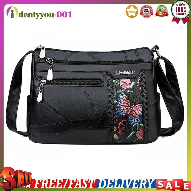 Borse messenger moda pelle pu donna stampata con fiori elegante borsa a tracolla