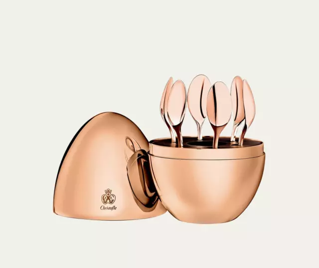 New Christofle Mood Rose Gold 7-Piece Espresso Spoon Set #0365636 Brand Nib F/S