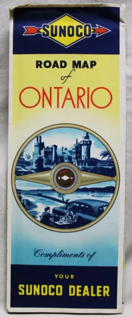 Sunoco Oil Service Station Ontario Canada Highway Road Map 1953 Vintage