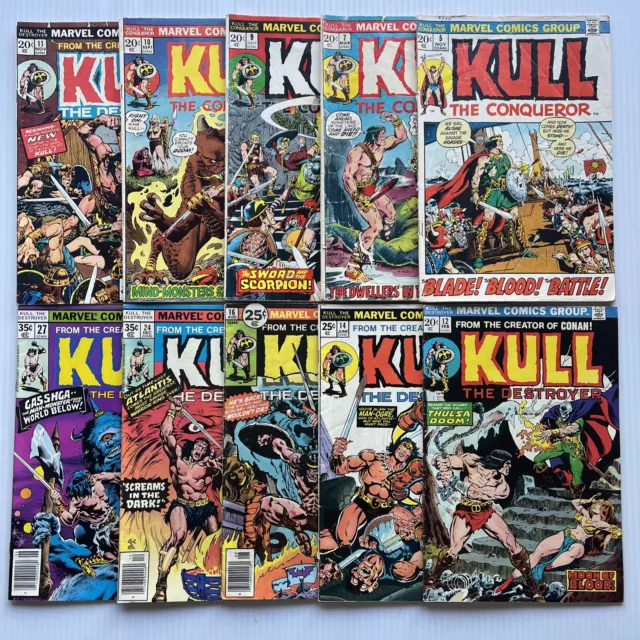 KULL #5-27 Lot Of 10 Issues, Marvel (1972-‘78) Mixed Lower Grades, 1st Ptg