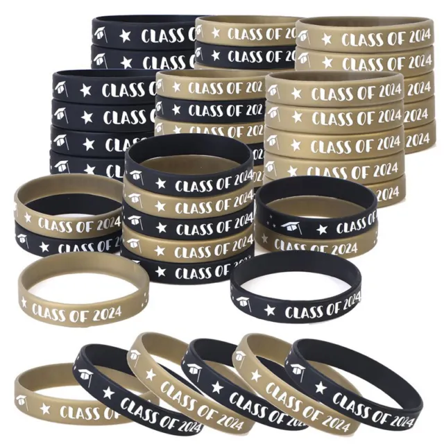 50Pcs Class Of 2024 Bracelet Silicone Graduation Bracelets Rubber Bracelets ~~
