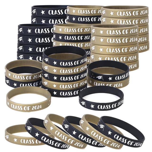 50Pcs Class Of 2024 Bracelet Silicone Graduation Bracelets Rubber Bracelets ~~