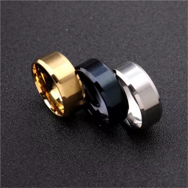 Mens All Size Titanium Stainless Steel Ring Promise Engagement Wedding Ring Band 2