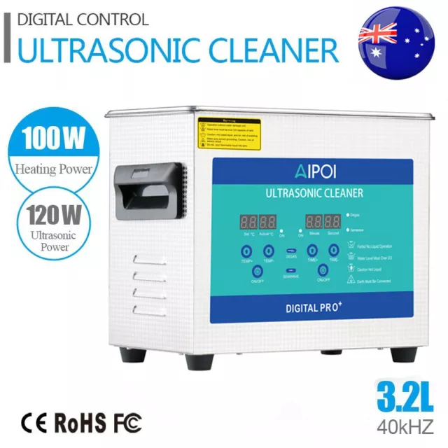 Digital Ultrasonic Cleaner 3.2L Jewellery Bath Cleaner with Timer Heater AU