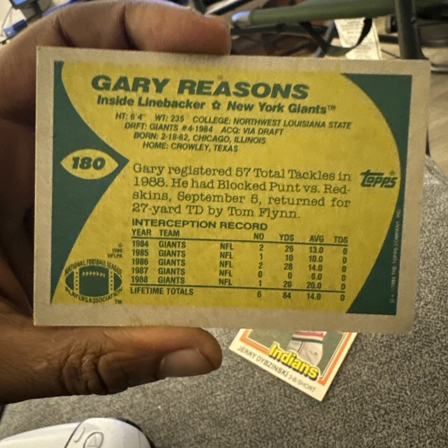 1989 TOPPS GARY Reasons recrue New York Giants 180 EUR 1,20 PicClick FR