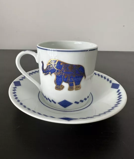 Haviland Limoges Hotel de CRILLON Elephant France Porcelain Blue Demitasse Rare