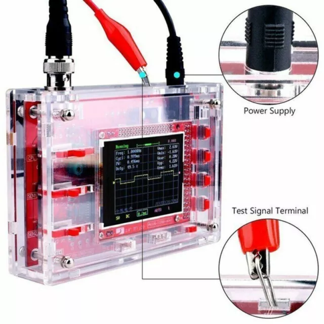 Assembled DSO138 2.4" TFT Digital Oscilloscope 1Msps With Probe + Acrylic Case