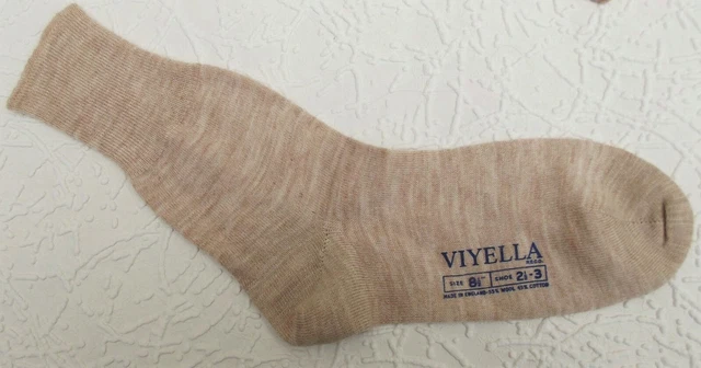 Calze alla caviglia vintage INUTILIZZATE uniforme scolastica anni '60 VIYELLA scarpe taglia 2,5-3 beige