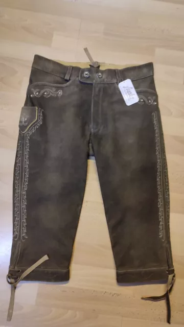 Trachtenlederhose,Kniebund Lederhose Hans echt Hirsch in bisam,Gr.50, 50% reduz.
