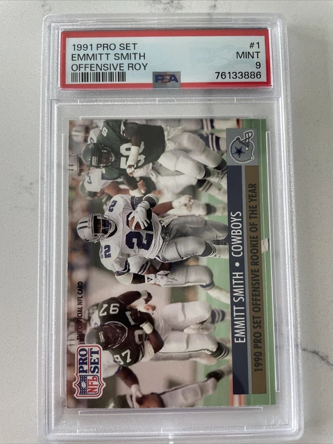 1990 PRO SET Emmitt Smith Offensive R.O.Y. Rookie RC #800 PSA 9 comme