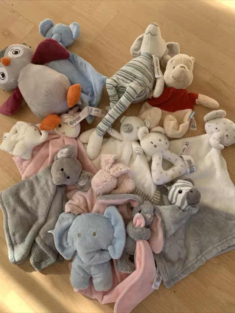 Baby Comforter Bundle Soother Blankie Blanket Soft Toy M&S, Happy Horse, Tu, Pri