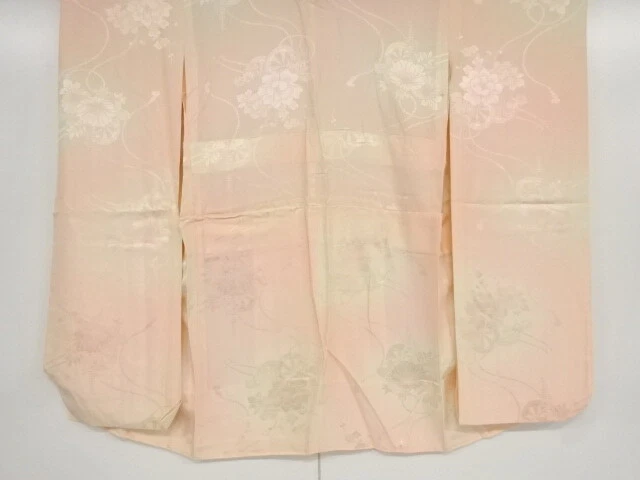 39262# Japanese Kimono / Antique Hitoe Juban / For Furisode / Floral Cart &