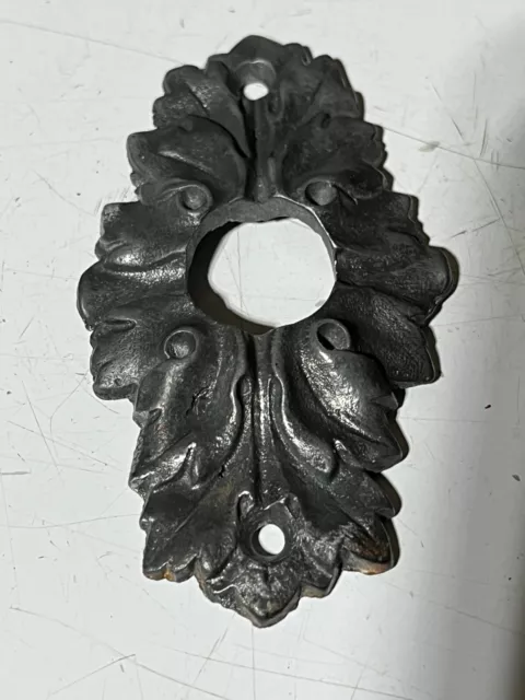 Antique vintage cast metal door thumb turn rosette back plate part