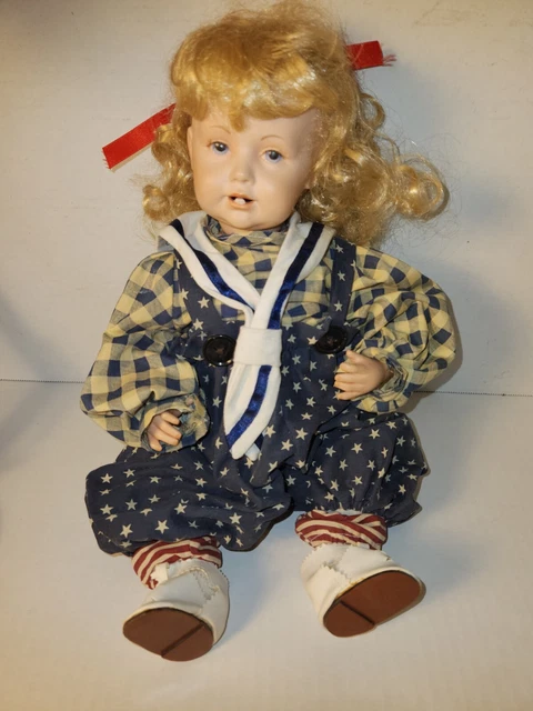 Vintage Poreclain Kay Louise  baby doll, 82,  bent knees, 14 inch
