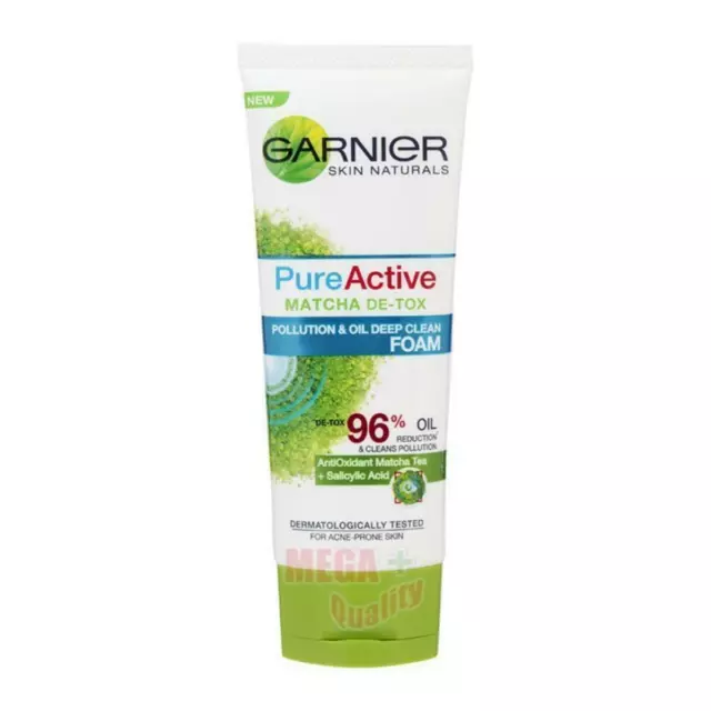 Garnier Pure Active MATCHA DE-TOX Pollution + Oil Deep Clean Facial Foam 100ml