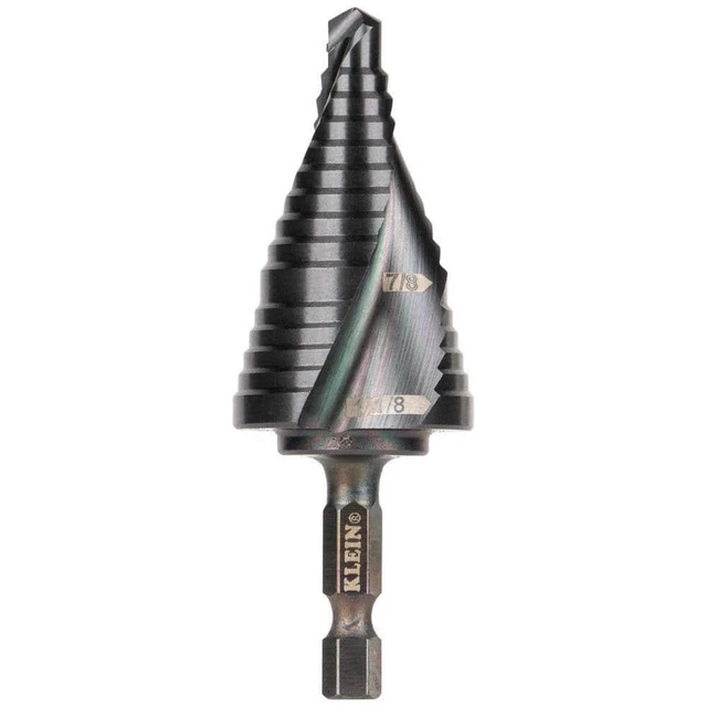 Step Drill Bit, Quick Release, Spiral Flute, 1-1/8 In.