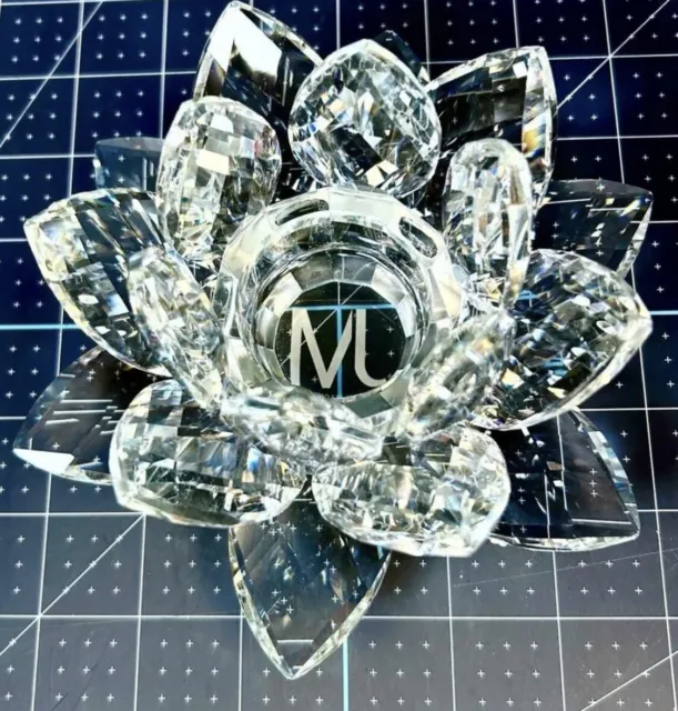 JM by Julien Macdonald Crystal Glass Lotus Candle Holder NEW IN ORIGINAL BOX