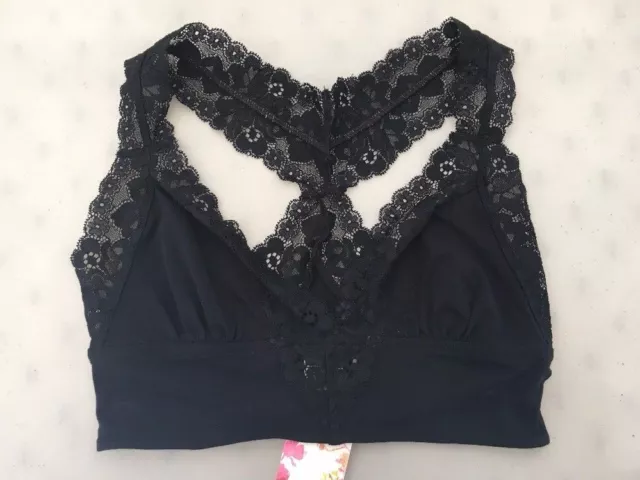 NEW! Nordstrom WILD PEARL RK337285JR Lace Racerback Bra Bralette, S - Black