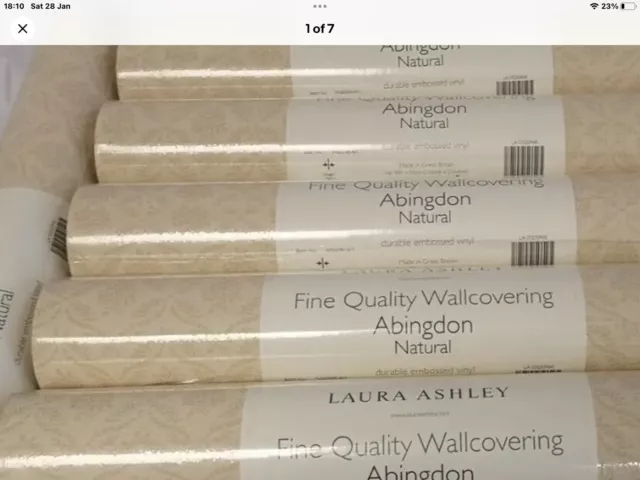 4 Rolls Laura Ashley Abingdon Natural Vintage Durable Wallpaper Same Batch