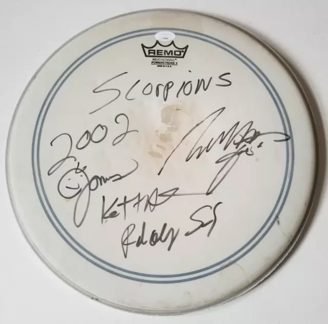 Scorpions band REAL hand SIGNED 14" Drumhead JSA LOA Autographed by 3