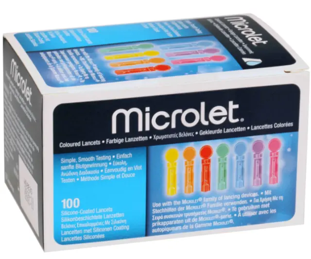 MICROLET Bunte Sterile Lanzetten 100 Stk. - Komfortabel & Hygienisch