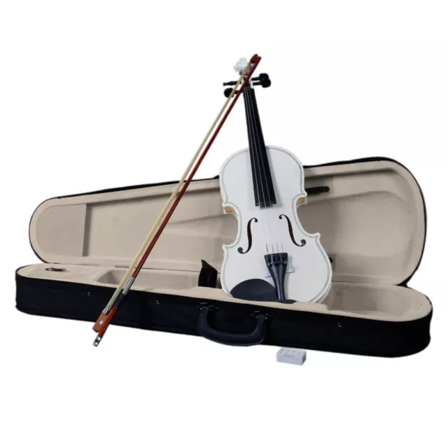 4/4 Full Size Adult White Acoustic Violin with Case Bow Rosin for Beginner UK