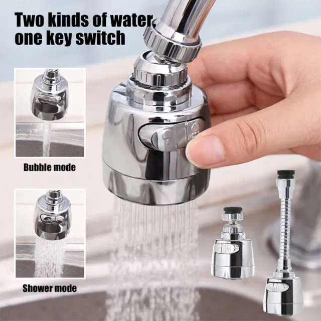 360° Rotate Faucet Kitchen Tap Swivel End Diffuser Adapter Filter Aerator UK