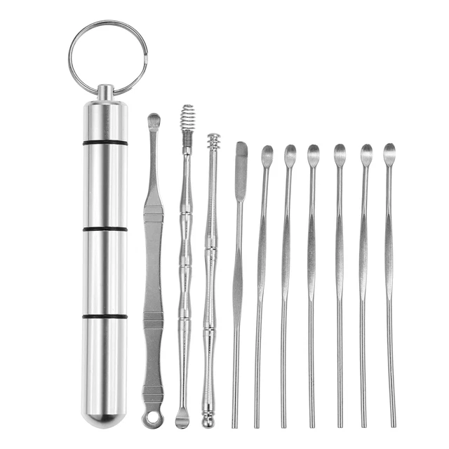 Kit de herramientas de limpieza de cerumen VOCOSTE 10 piezas herramienta limpiadora de cerumen de acero inoxidable
