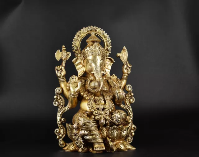 Brass Ganesha Statue God Hindu Lord Ganesh Idol Elephant Figurine Sculpture God 3